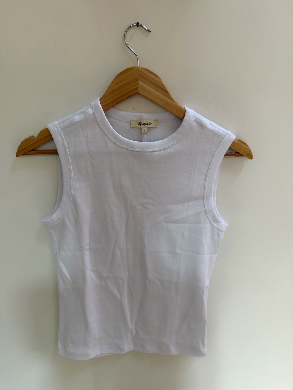 Madewell White Ribbed Crewneck Tank
